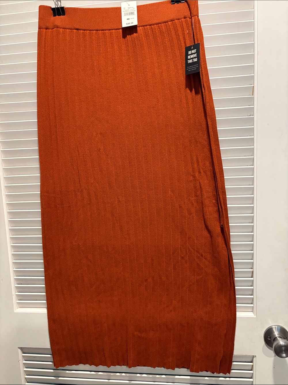Ashley Stewart Ribbed Midi Skirt - Rust